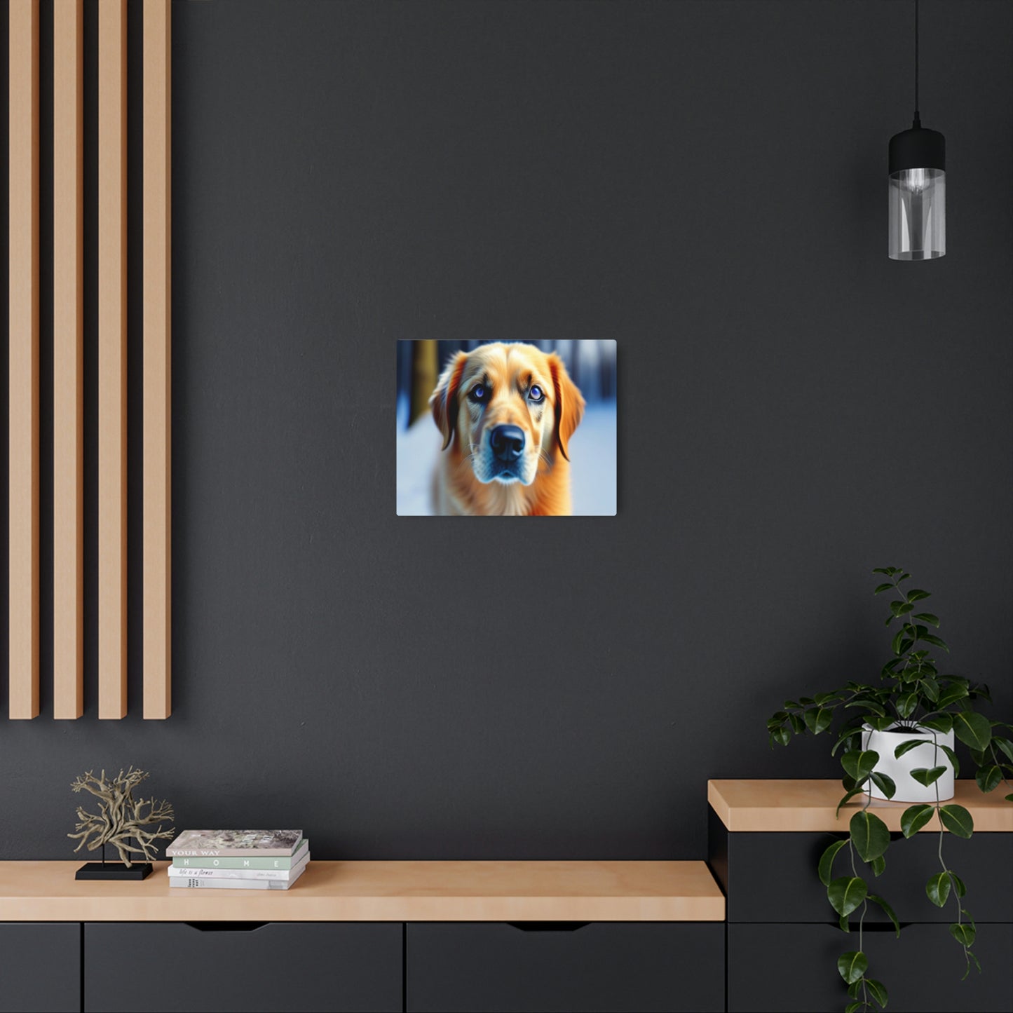 AI-Generated Metal Art Sign of a Majestic Golden Retriever