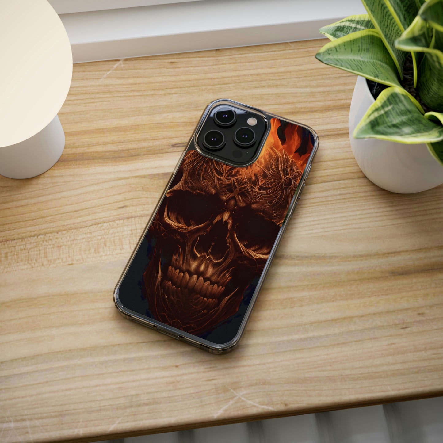 Flaming Skull Clear Iphone Case