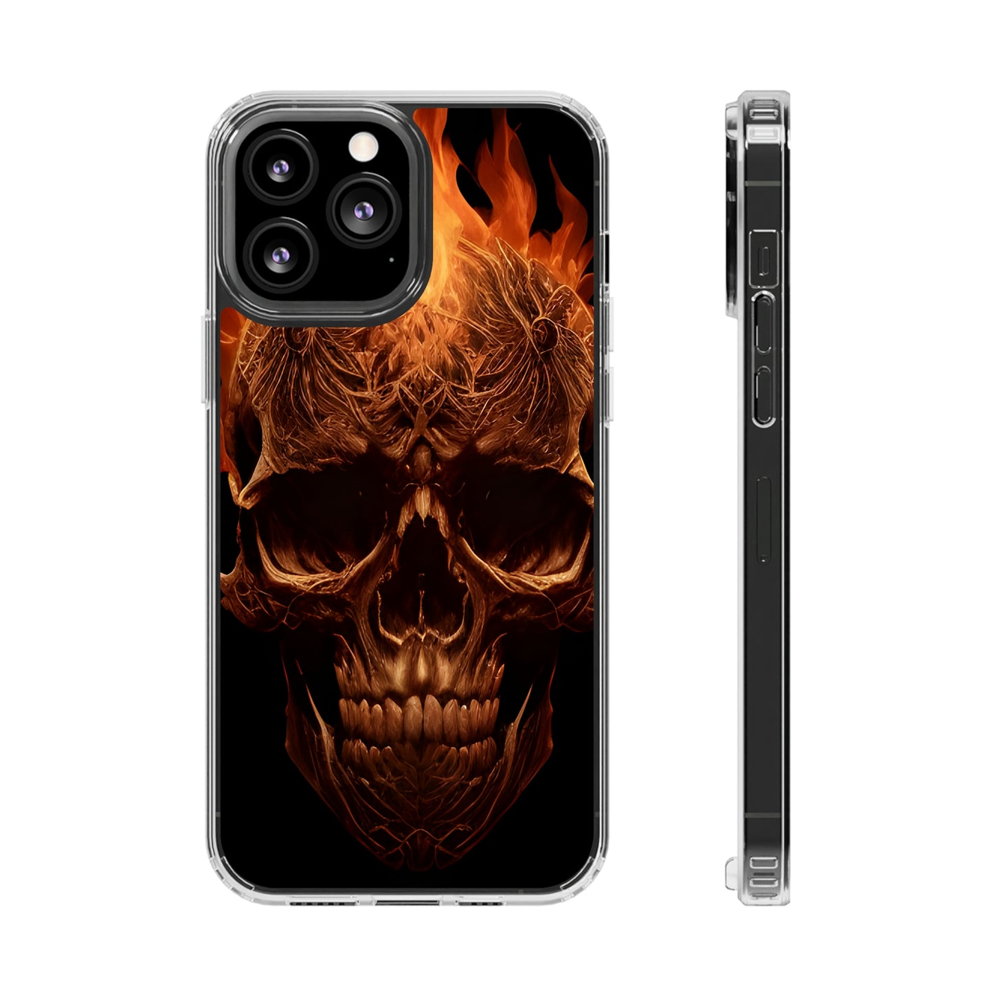 Flaming Skull Clear Iphone Case