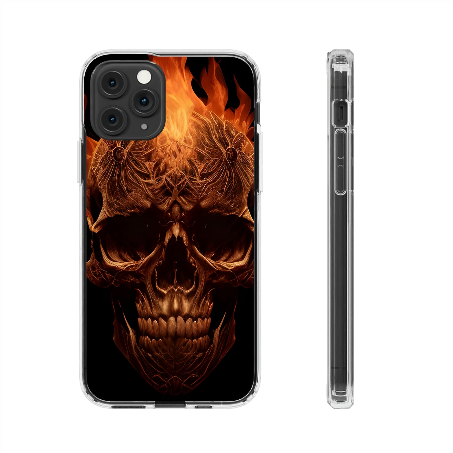 Flaming Skull Clear Iphone Case