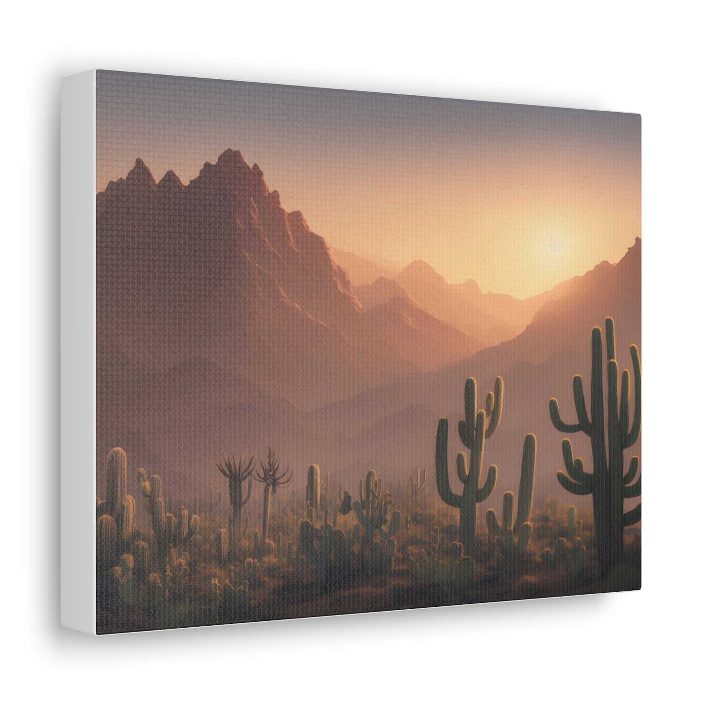Vintage Desert and Mountain Landscape Canvas Print