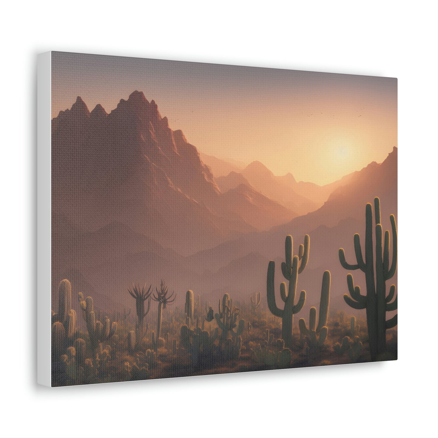 Vintage Desert and Mountain Landscape Canvas Print