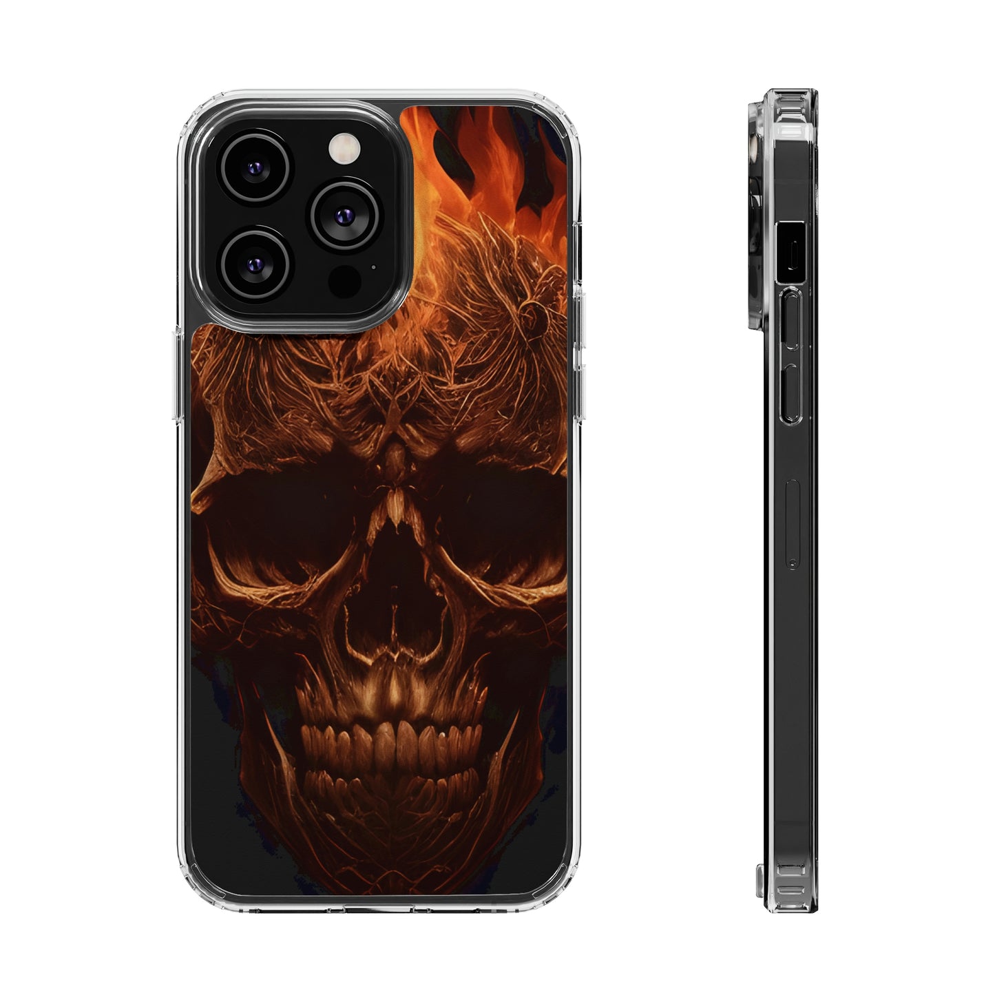 Flaming Skull Clear Iphone Case