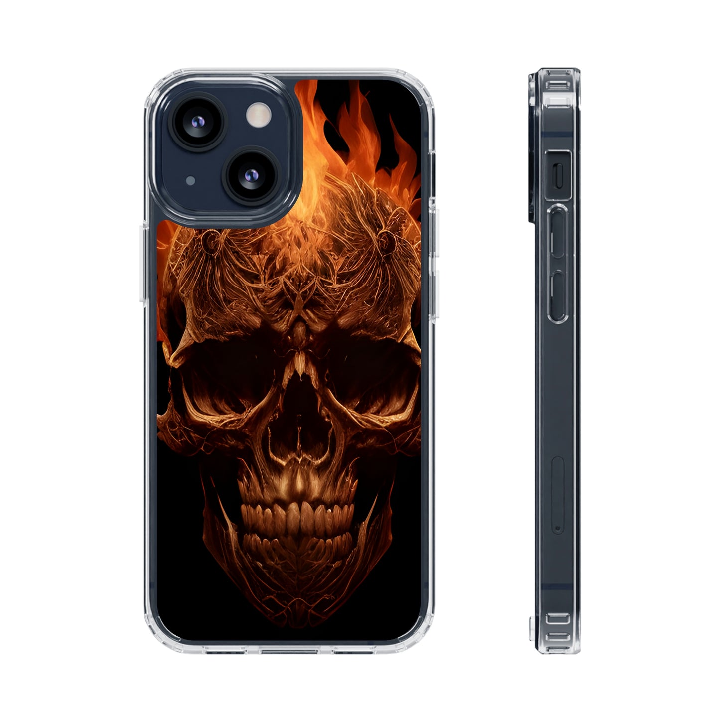 Flaming Skull Clear Iphone Case