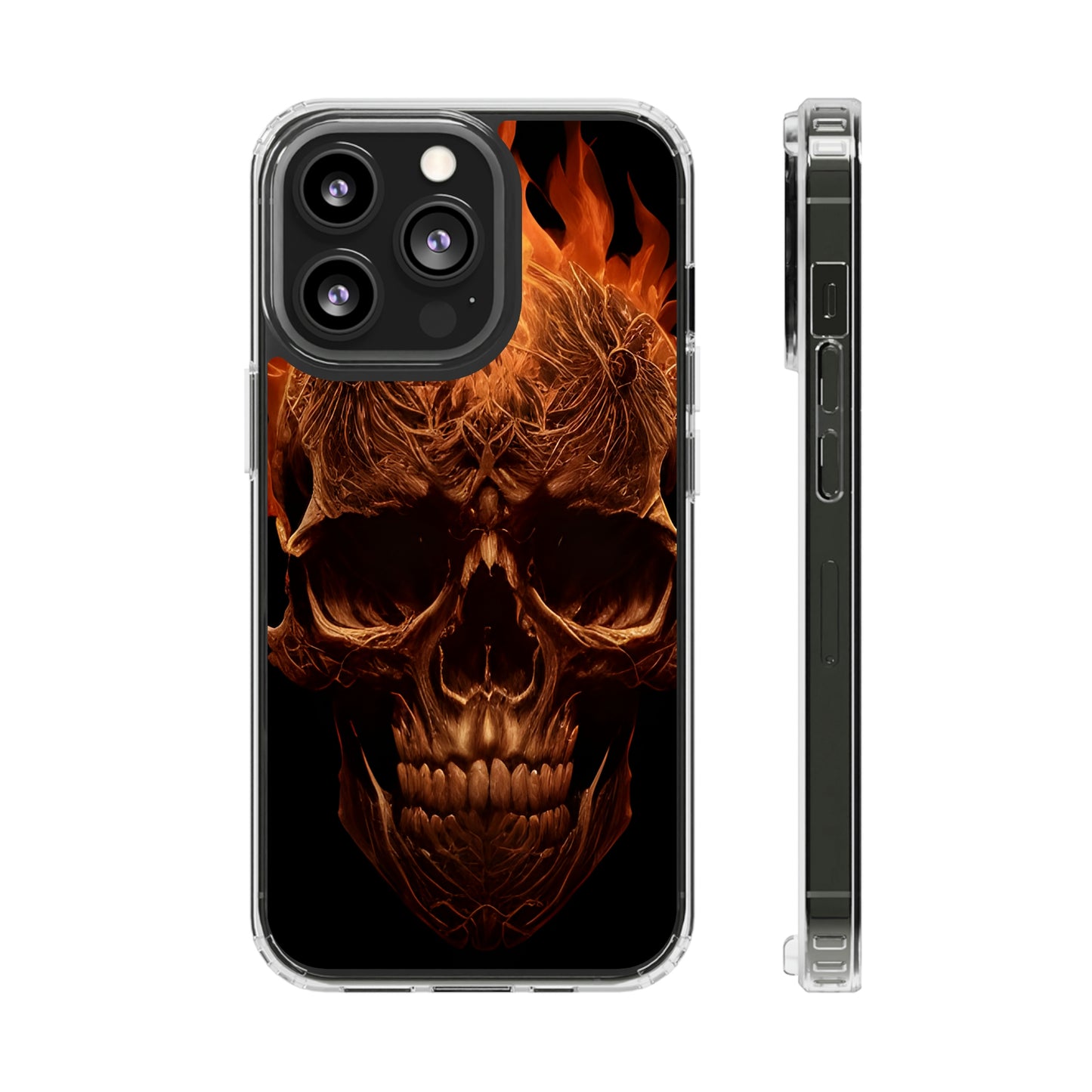 Flaming Skull Clear Iphone Case