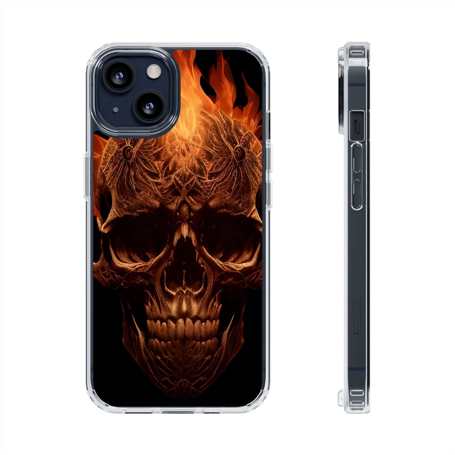 Flaming Skull Clear Iphone Case