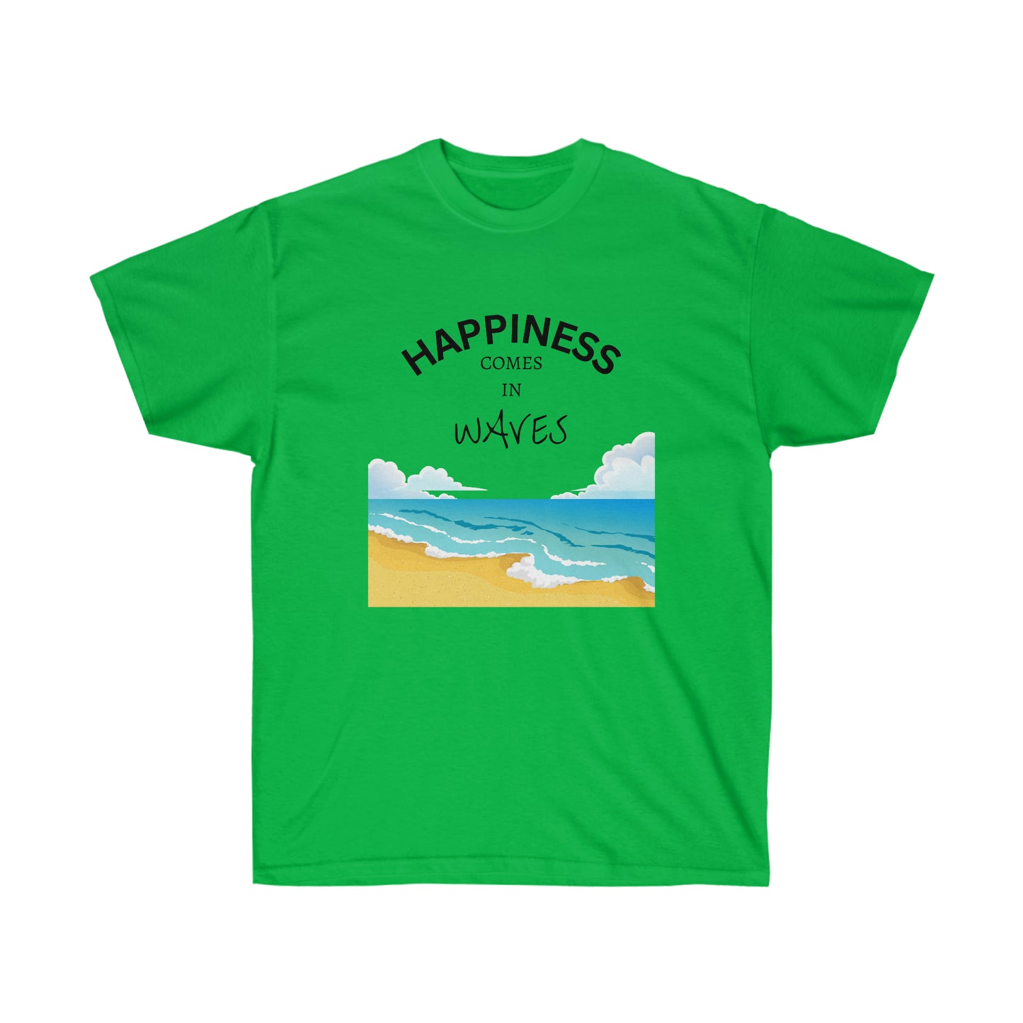 Happiness Comes in Waves, Beach Tee, Summertime Tee, Unisex Ultra Cotton Tee