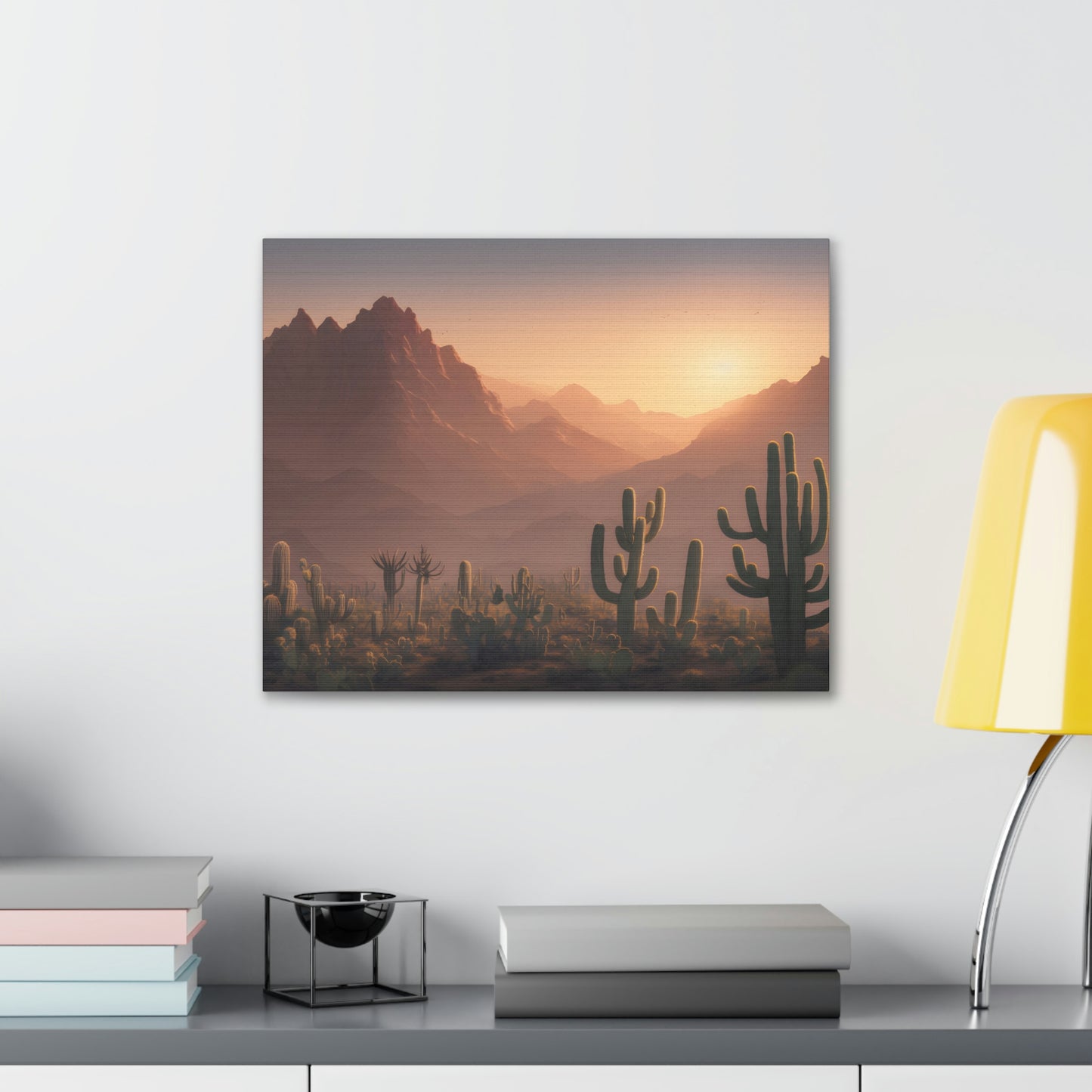 Vintage Desert and Mountain Landscape Canvas Print