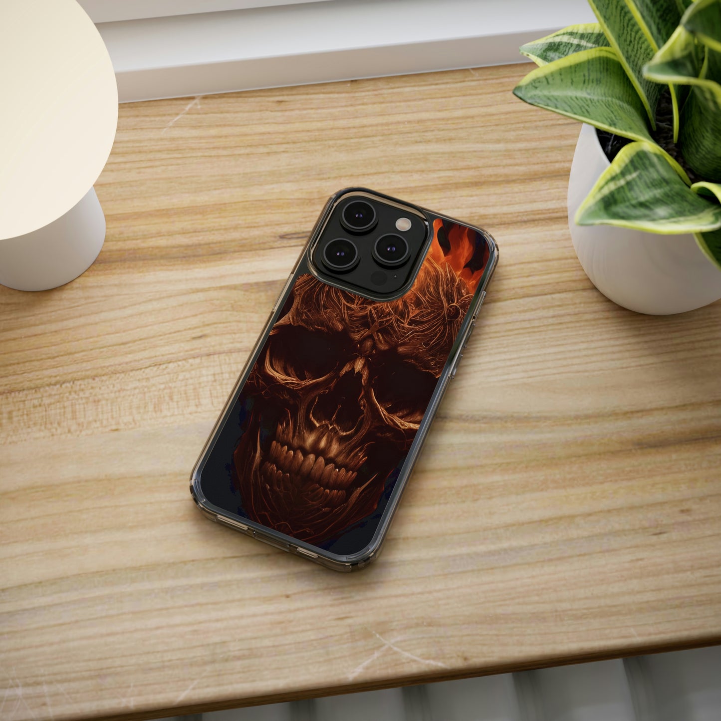 Flaming Skull Clear Iphone Case