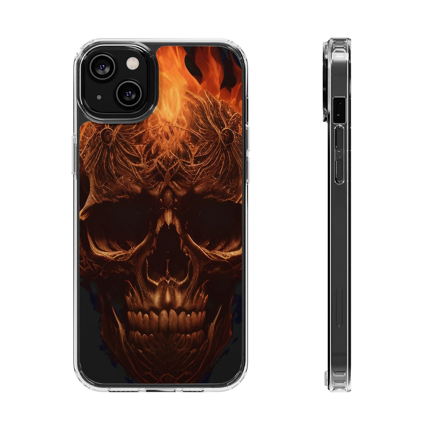 Flaming Skull Clear Iphone Case