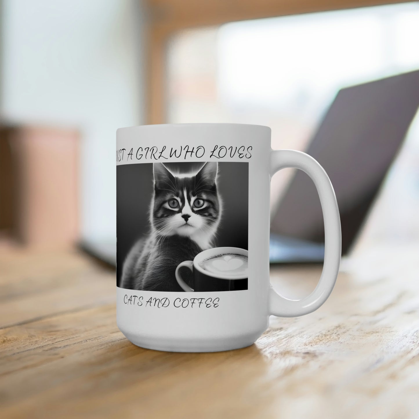 Just a Girl Who Loves Cats and Coffee 15oz Ceramic Mug