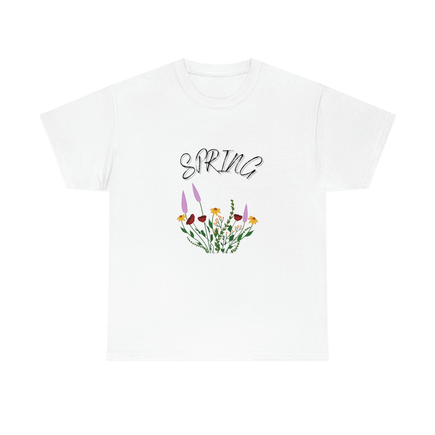 Spring Wildflowers T-Shirt, Unisex Heavy Cotton Tee