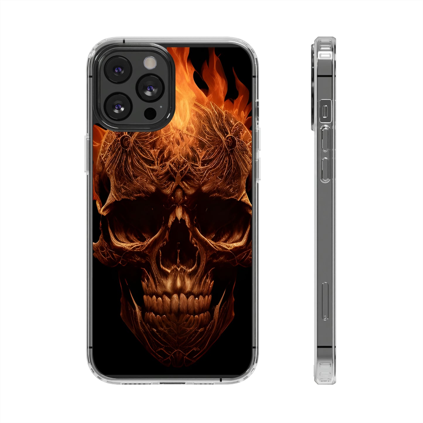 Flaming Skull Clear Iphone Case