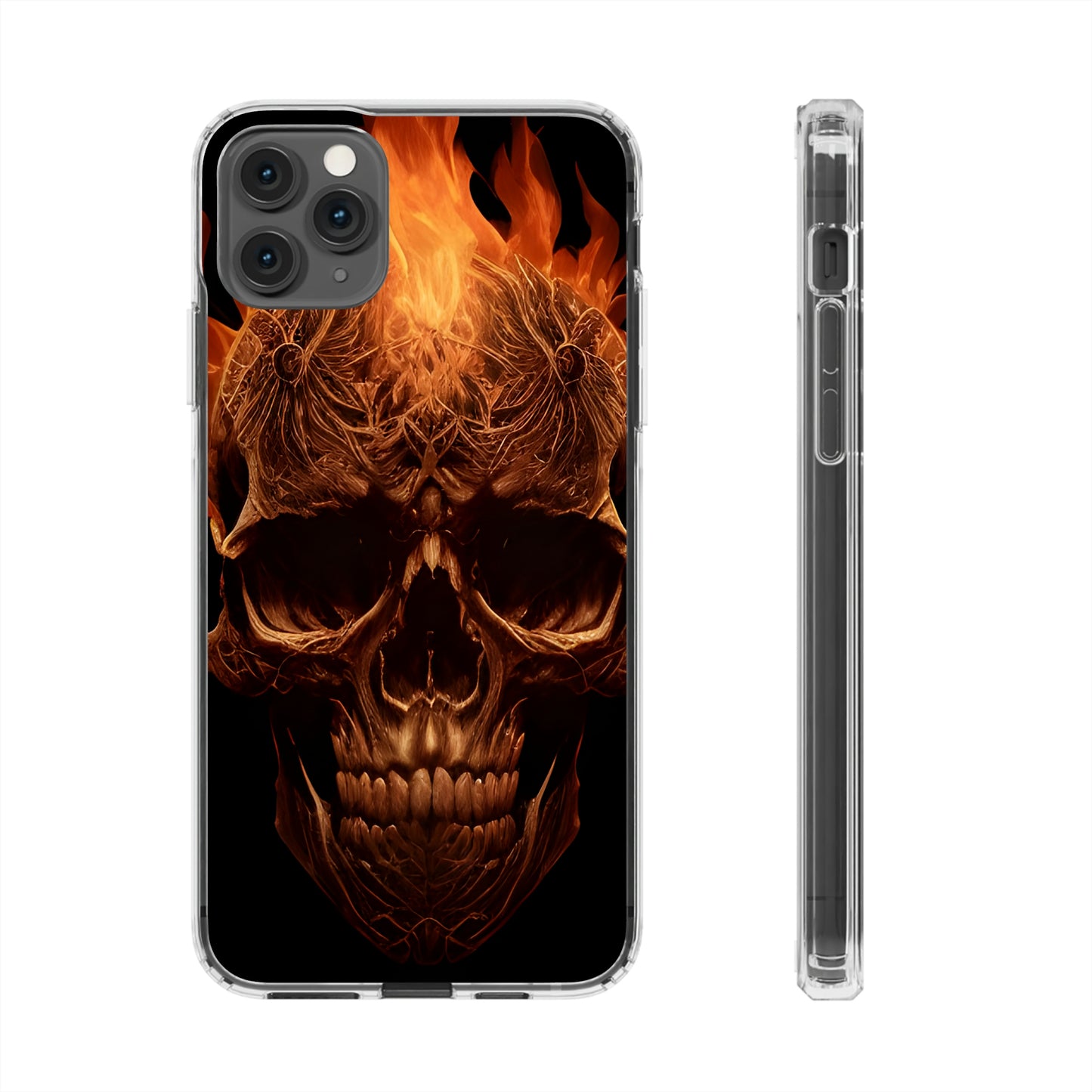 Flaming Skull Clear Iphone Case