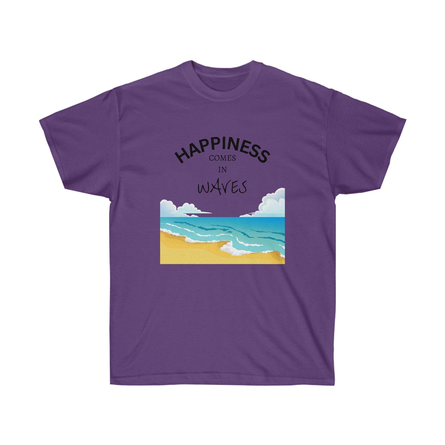 Happiness Comes in Waves, Beach Tee, Summertime Tee, Unisex Ultra Cotton Tee