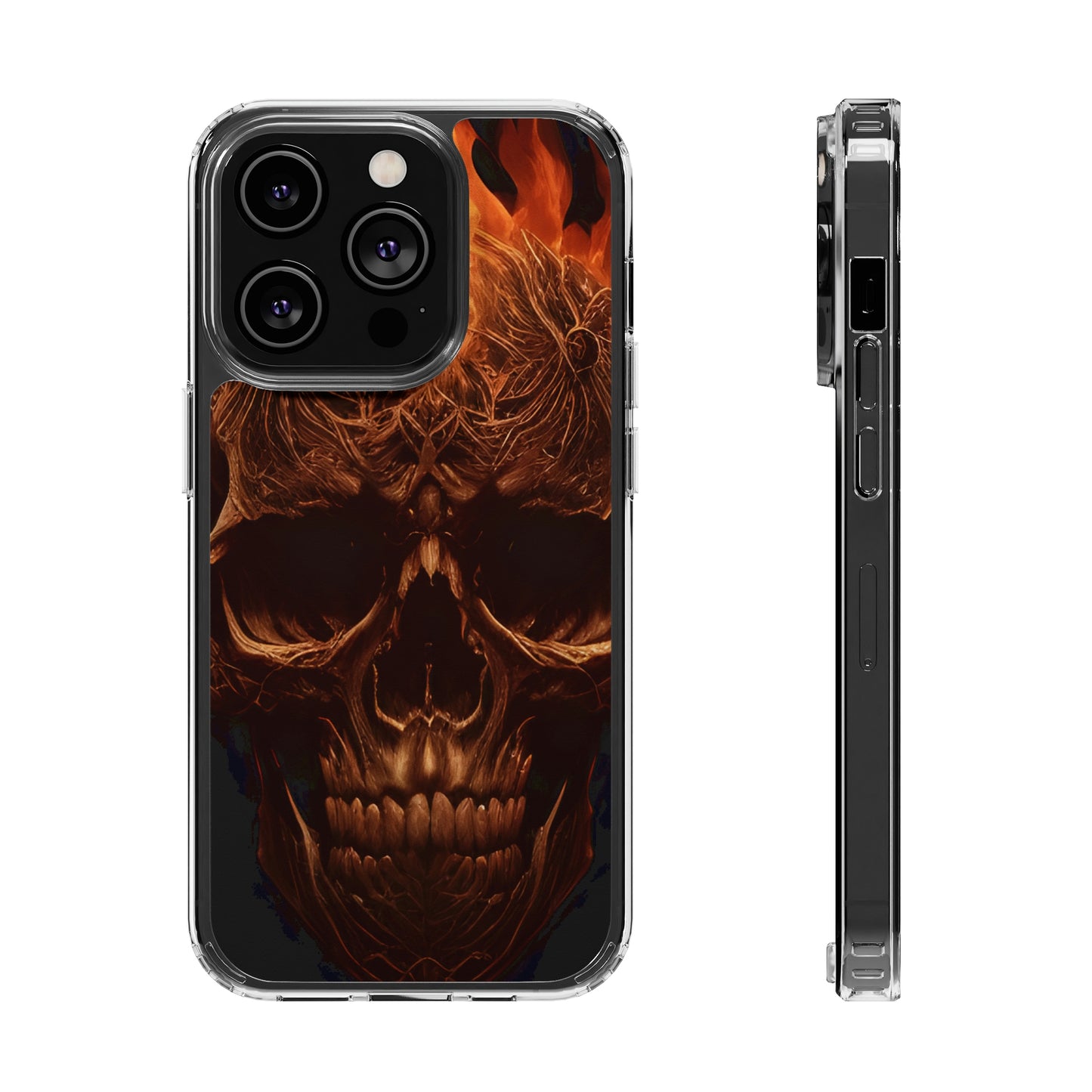 Flaming Skull Clear Iphone Case